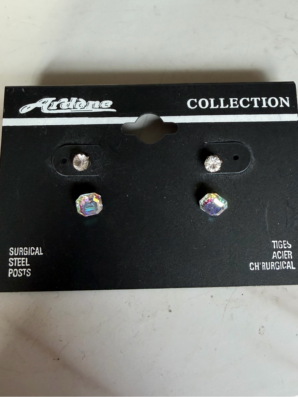 3/$15 Stud Earring Set - Iridescent & Clear